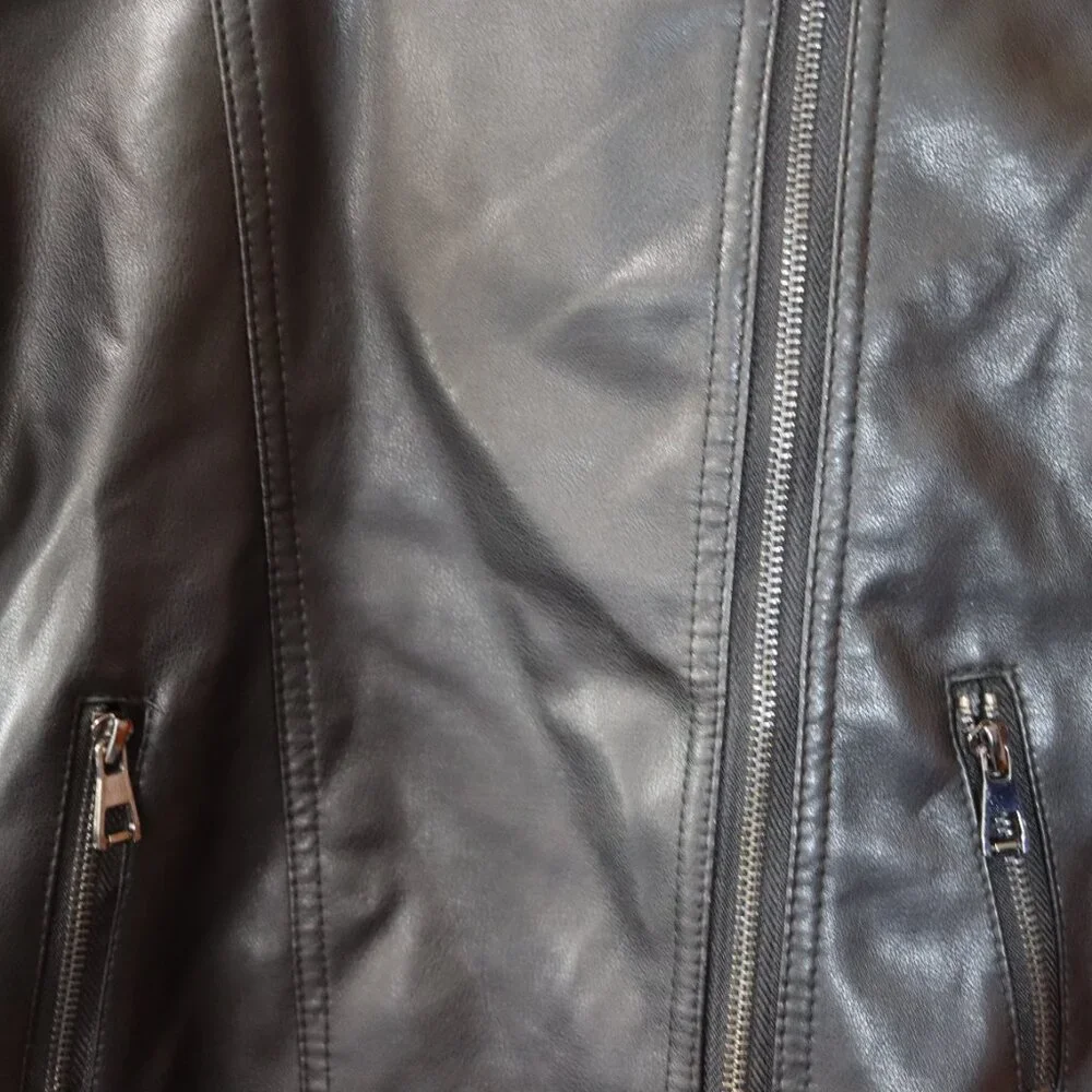 Kids Faux Leather Jacket Studded Gothic Moto Zip Grunge 140 - Picture 3 of 11